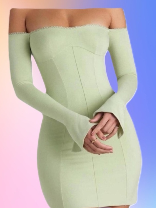 Oh Polly Dresses & Skirts - Oh Polly Suki Lace Trim Off-Shoulder Pastel Mini Dress - Whimsical Cottagecore